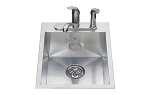Kindred QSLF2016 20 gauge hand fabricated dual mount single bowl ledgeback sink