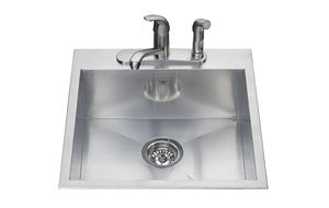 Kindred QSLF2020 20 gauge hand fabricated dual mount single bowl ledgeback sink