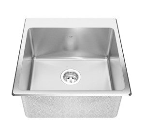 Kindred QSLF2020 20 gauge hand fabricated dual mount single bowl ledgeback sink