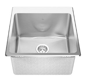 Kindred QSLF2020 20 gauge hand fabricated dual mount single bowl ledgeback sink