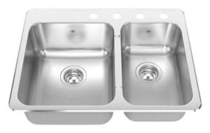 Kindred CCLA2027R Double Bowl combination 20 gauge SILK DECK includes grids tray colander