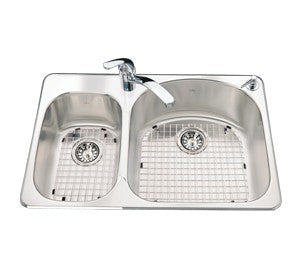 Kindred CDC2031 Double Bowl combination 20 gauge SILK DECK includes grids