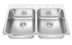 Kindred CDLA2031 Double Bowl Ledgeback 20 gauge SILK DECK includes grids tray