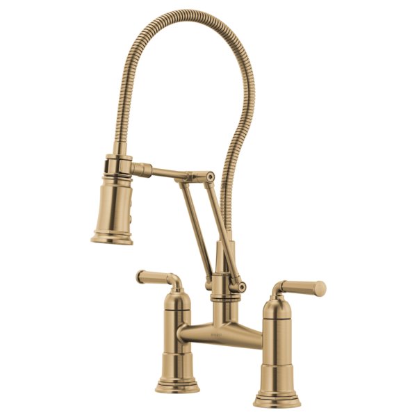 BRIZO ROOK 62174LF TWO HANDLE ARTICULATING BRIDGE FAUCET WITH FINISHED HOSE