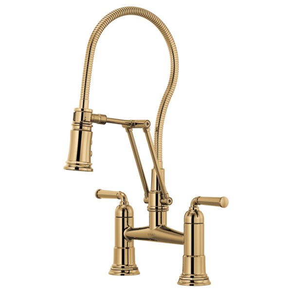 BRIZO ROOK 62174LF TWO HANDLE ARTICULATING BRIDGE FAUCET WITH FINISHED HOSE
