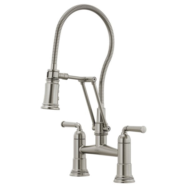 BRIZO ROOK 62174LF TWO HANDLE ARTICULATING BRIDGE FAUCET WITH FINISHED HOSE