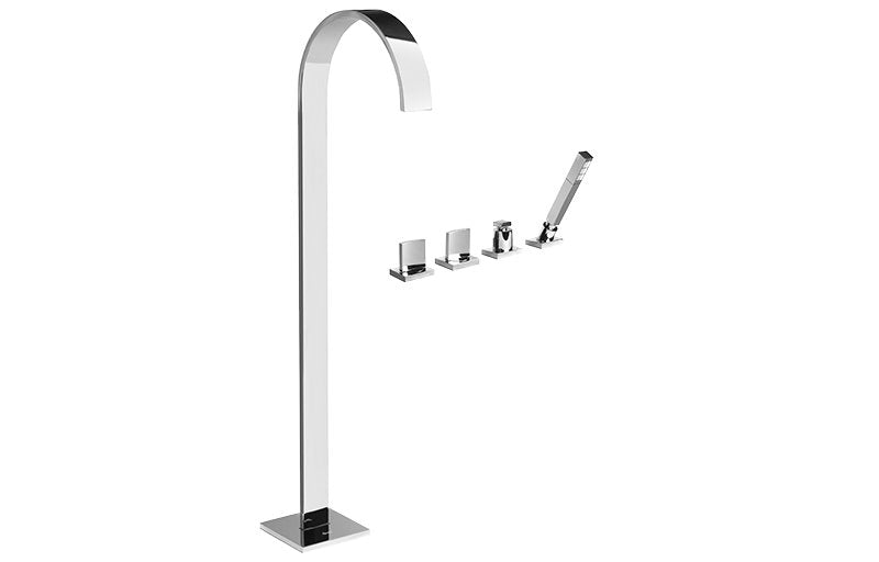 Graff G-1853-C14B Sade Floor-Mounted Tub Filler with Deck-Mounted Handshower and Diverter