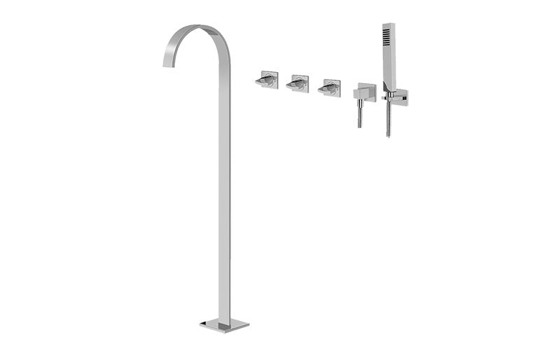 Graff G-1853-C14U Sade Floor-Mounted Tub Filler with Wall-Mounted Handshower and Diverter