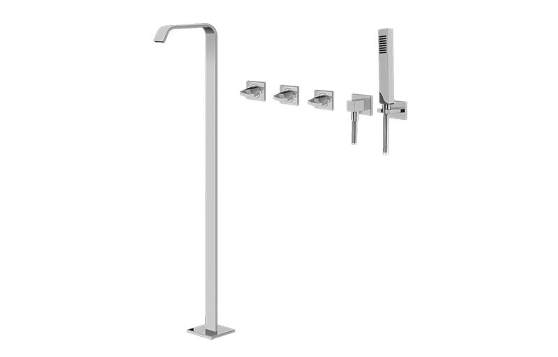 Graff G-3653-C14U Targa Floor-Mounted Tub Filler with Wall-Mounted Handshower and Diverter