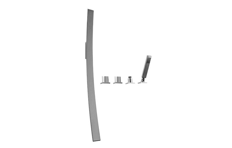 Graff G-6051-C14B Luna Wall-Mounted Tub Filler with Deck-Mounted Handles/Handshower Set