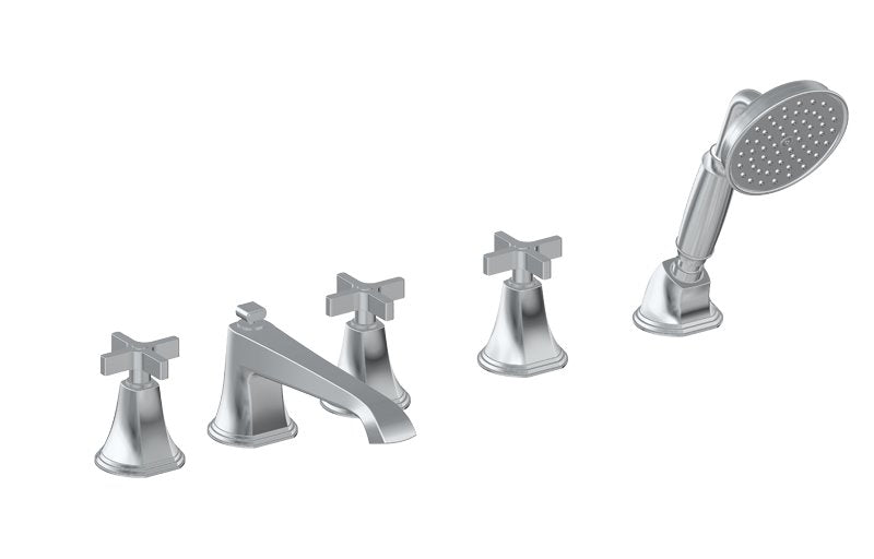 Graff G-6851-C15B Finezza UNO Roman Tub Set with Handshower with Cross Handle - Rough and Trim