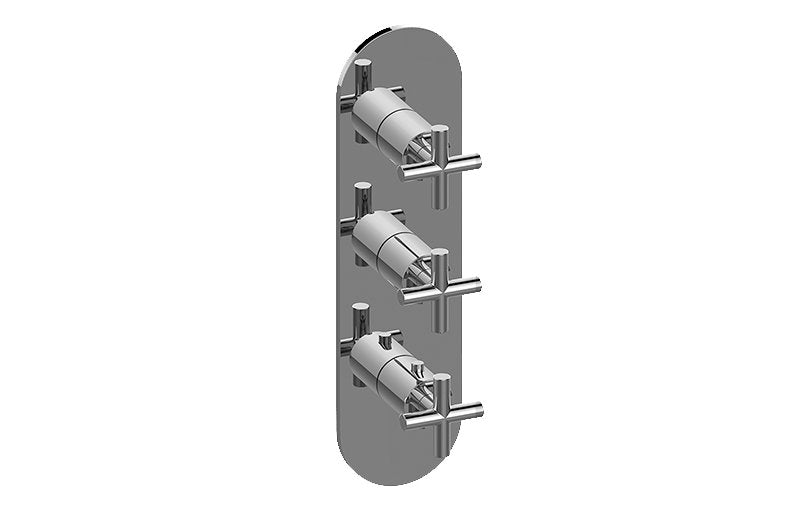 Graff G-8056-C17E0-T M-Series Round 3-Hole Trim Plate with Terra Handles - Vertical Installation