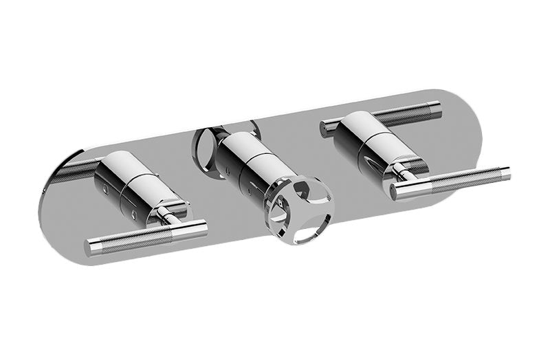 Graff G-8056H-ALM57C19-T M-Series Round 3-Hole Trim Plate with Harley Handles - Horizontal Installation