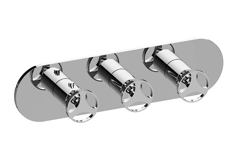 Graff G-8056H-C19E0-T M-Series Round 3-Hole Trim Plate with Harley Handles - Horizontal Installation