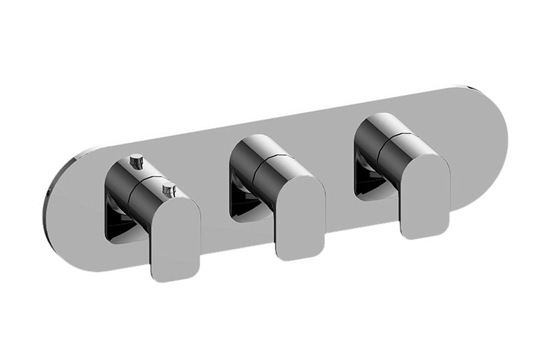 Graff G-8056H-LM42E0-T M-Series Round Thermostatic 3-Hole Trim Plate and Handle - Horizontal Installation