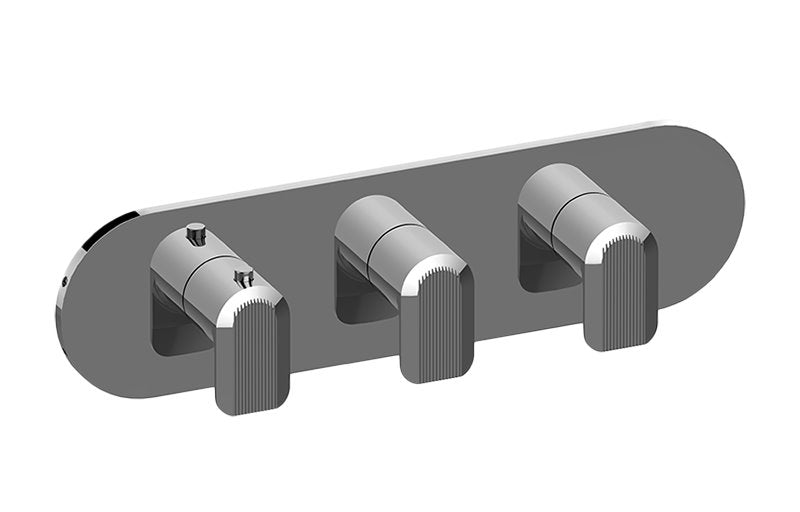 Graff G-8056H-LM58E0-T M-Series Round Thermostatic 3-Hole Trim Plate and Handle - Horizontal Installation