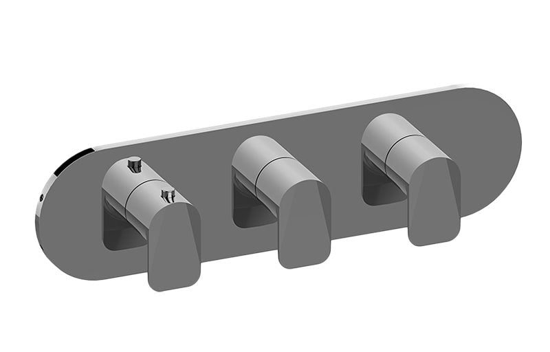 Graff G-8056H-LM59E0-T M-Series Round Thermostatic 3-Hole Trim Plate and Handle - Horizontal Installation