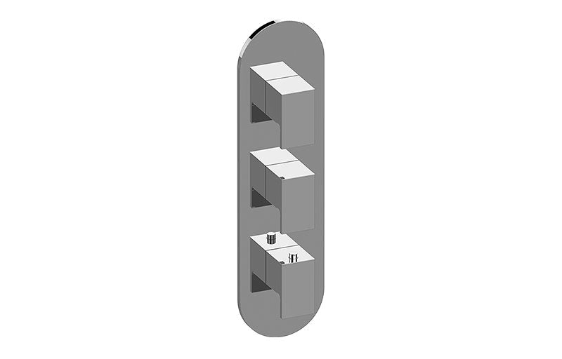Graff G-8056-LM31E0-T M-Series Round Thermostatic 3-Hole Trim Plate with Solar Handle - Trim Only