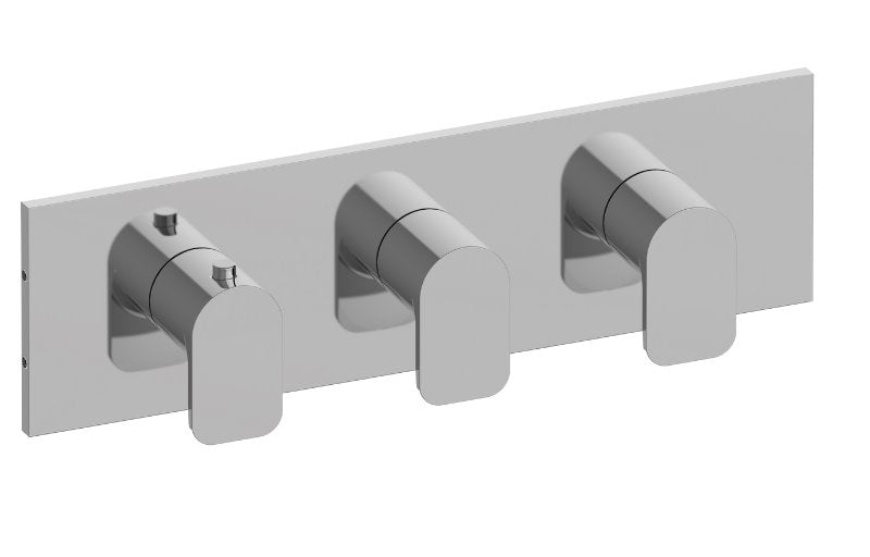 Graff G-8057H-LM42E0-T M-Series Square Thermostatic 3-Hole Trim Plate and Handle - Horizontal Installation