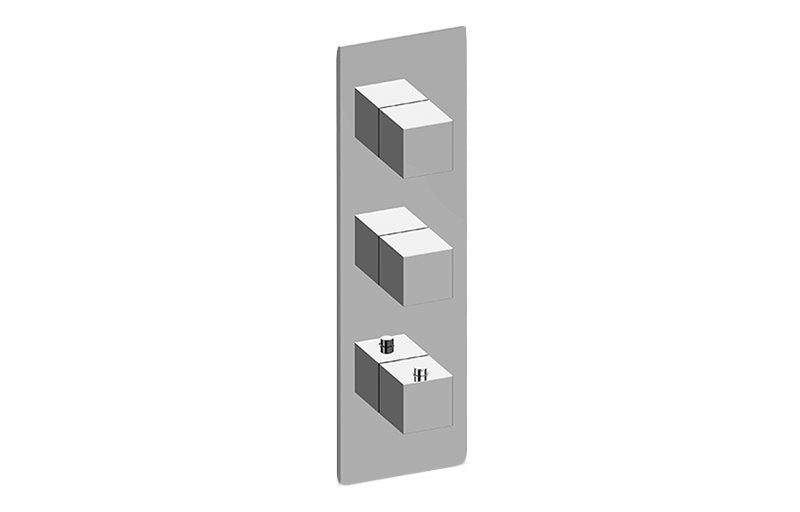 Graff G-8057-SH0-T M-Series Square Thermostatic 3-Hole Trim Plate with Square Handle - Trim Only