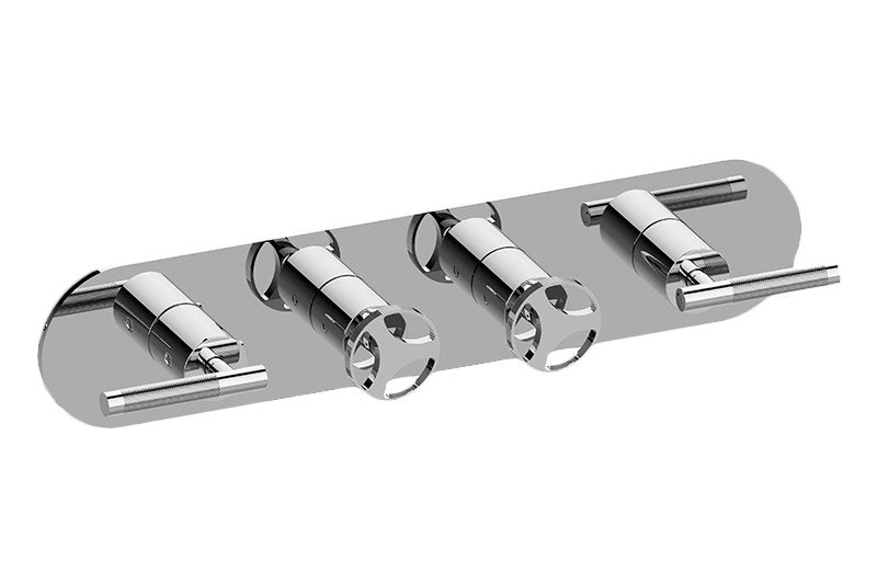 Graff G-8058H-ALM57C19-T M-Series Round 4-Hole Trim Plate with Harley Handles - Horizontal Installation
