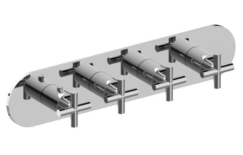Graff G-8058H-C17E0-T M-Series Round 4-Hole Trim Plate with Terra Handles - Horizontal Installation