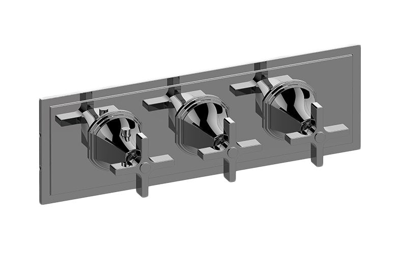 Graff G-8078H-C15E0-T M-Series Finezza UNO 3-Hole Trim Plate with Cross Handles - Horizontal Installation