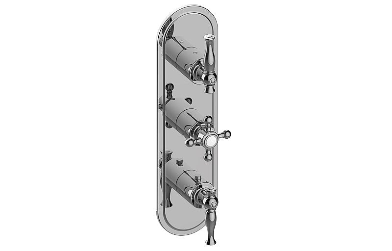 Graff G-8087-ALM22C2-T M-Series Transitional 3-Hole Trim Plate with Three Handles - Vertical Installation