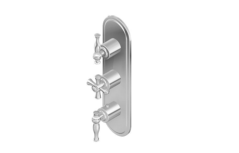 Graff G-8087-ALM22C3-T M-Series Transitional 3-Hole Trim Plate with Cross Handles - Vertical Installation