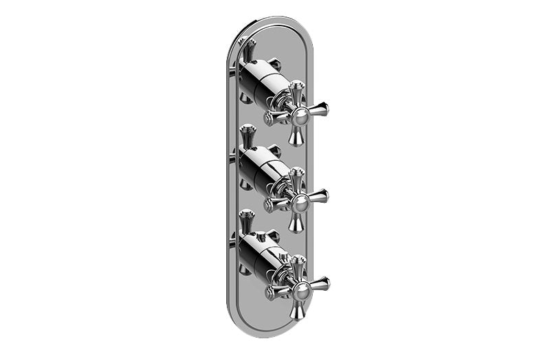 Graff G-8087-C3E0-T M-Series Transitional 3-Hole Trim Plate with Cross Handles - Vertical Installation