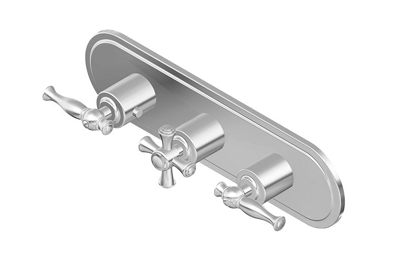 Graff G-8087H-ALM22C3-T M-Series Transitional 3-Hole Trim Plate with Cross Handles - Horizontal Installation