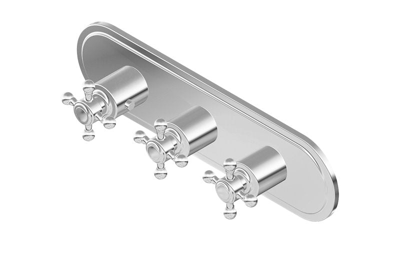 Graff G-8087H-C2E0-T M-Series Transitional 3-Hole Trim Plate with Cross Handles - Horizontal Installation