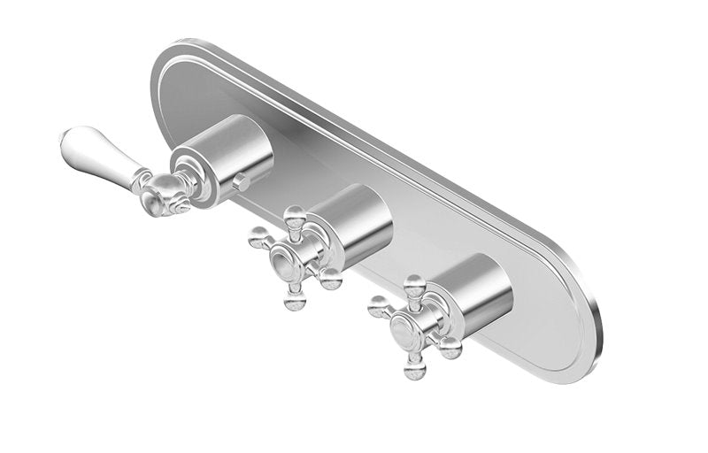 Graff G-8087H-LC1C2-T M-Series Transitional 3-Hole Trim Plate with Handles - Horizontal Installation