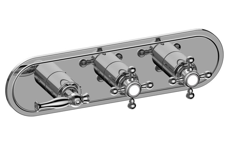 Graff G-8087H-LM22C2-T M-Series Transitional 3-Hole Trim Plate with Three Handles - Horizontal Installation
