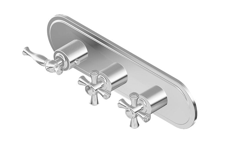 Graff G-8087H-LM22C3-T M-Series Transitional 3-Hole Trim Plate with Cross Handles - Horizontal Installation