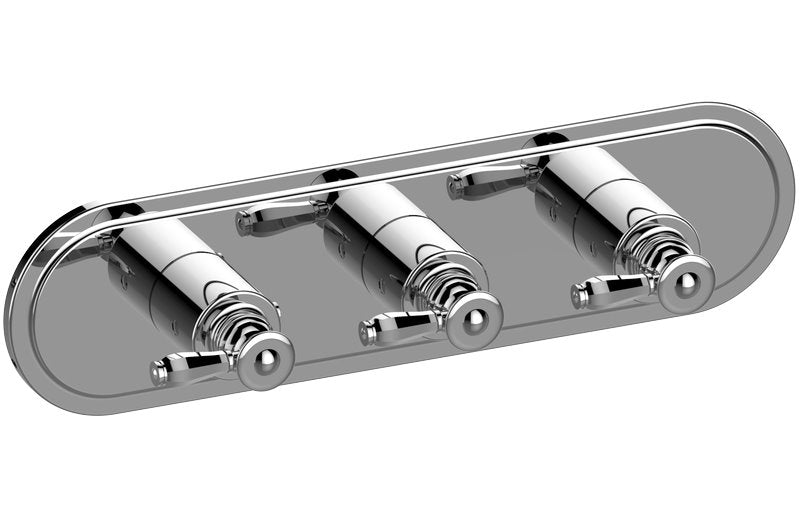 Graff G-8087H-LM63E0-T M-Series Transitional 3-Hole Trim Plate with Topaz Handles - Horizontal Installation