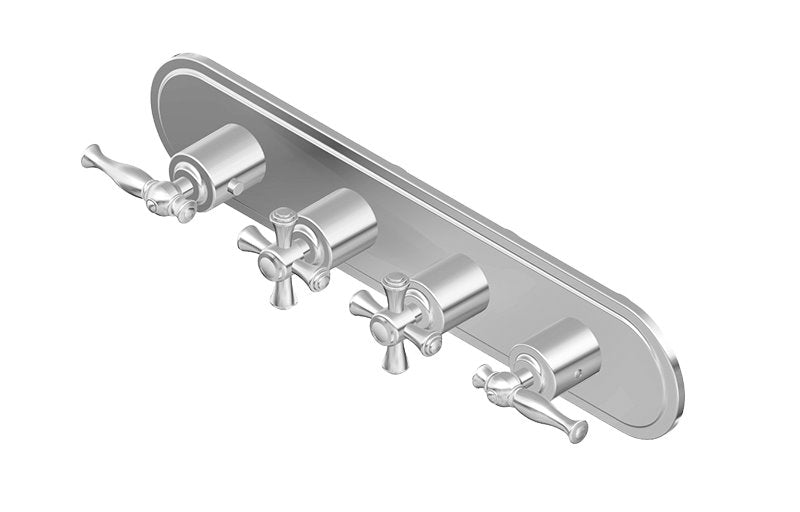 Graff G-8088H-ALM22C3-T M-Series Transitional 4-Hole Trim Plate with Cross Handles - Horizontal Installation