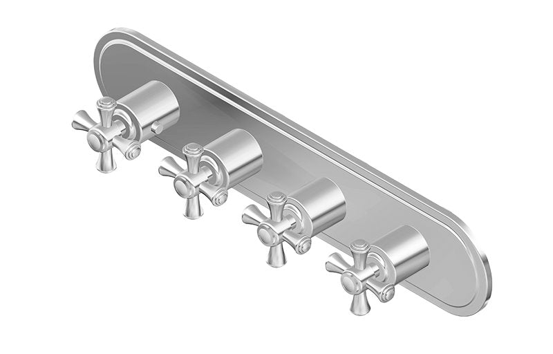 Graff G-8088H-C3E0-T M-Series Transitional 4-Hole Trim Plate with Cross Handles - Horizontal Installation