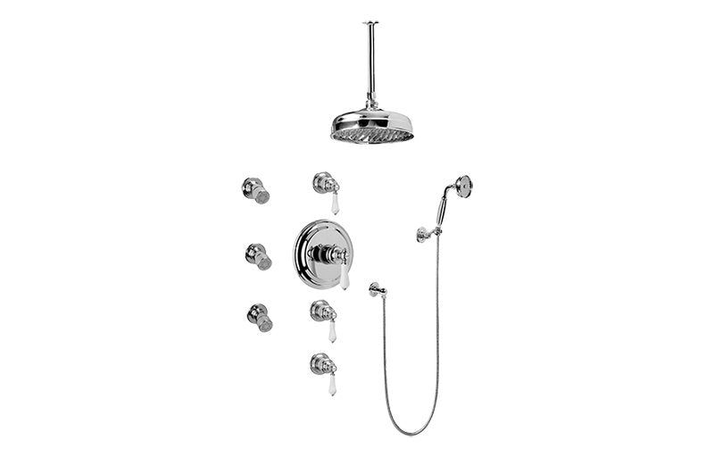 Graff GA1.221B-LC1S Adley Thermostatic Set with Body Sprays and Handshower - Rough and Trim