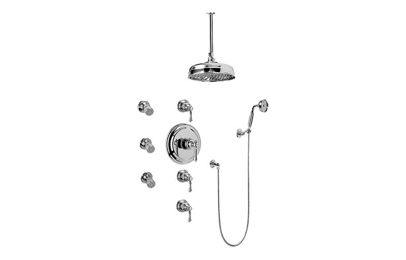 Graff GA1.221B-LM15S-T Adley Thermostatic Set with Body Sprays and Handshower - Trim Only