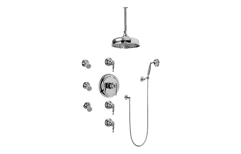 Graff GA1.221B-LM22S Lauren Thermostatic Set with Body Sprays and Handshower - Rough and Trim