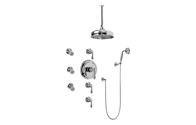 Graff GA1.221B-LM34S Adley Thermostatic Set with Body Sprays and Handshower - Rough and Trim