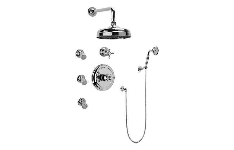 Graff GA5.222B-C2S Full Thermostatic Shower System with Transfer Valve - Rough and Trim