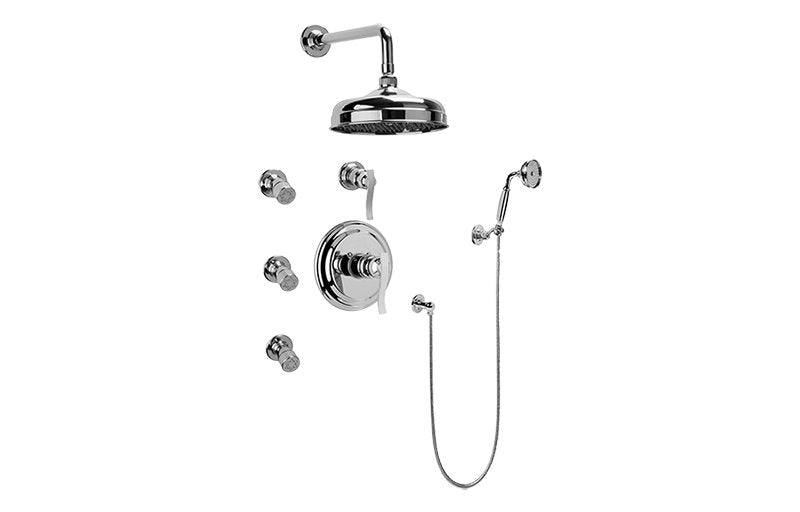 Graff GA5.222B-LM20S Full Thermostatic Shower System with Transfer Valve - Rough and Trim