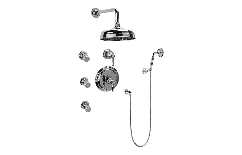 Graff GA5.222B-LM22S Full Thermostatic Shower System with Transfer Valve - Rough and Trim