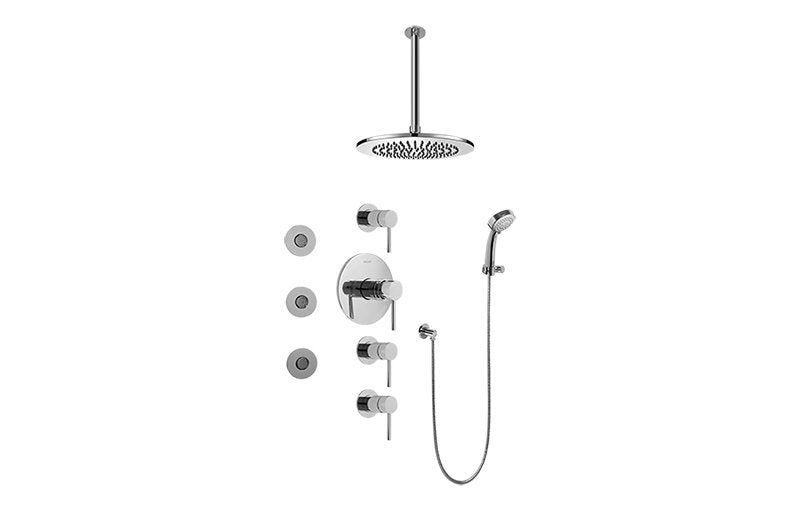 Graff GB1.131A-LM37S Contemporary Square Thermostatic Set with Body Sprays and Handshower - Rough and Trim