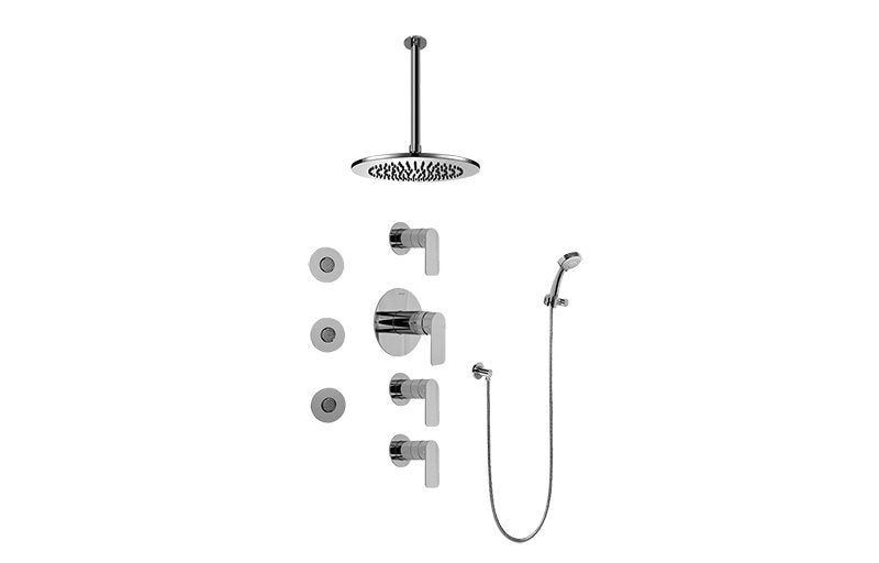 Graff GB1.131A-LM42S-T Contemporary Square Thermostatic Set with Body Sprays and Handshower -  Trim Only