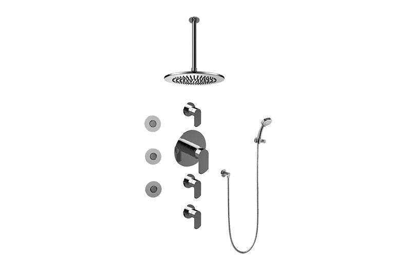 Graff GB1.131A-LM45S Contemporary Round Thermostatic Set with Body Sprays and Handshower