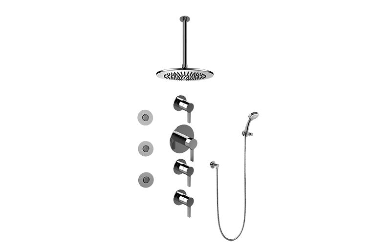 Graff GB1.131A-LM46S-T Contemporary Round Thermostatic Set with Body Sprays and Handshower - Trim Only