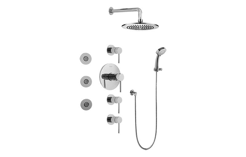 Graff GB1.132A-LM37S Contemporary Square Thermostatic Set with Body Sprays and Handshower - Rough and Trim